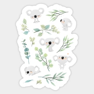 Koala and eucalyptus Sticker